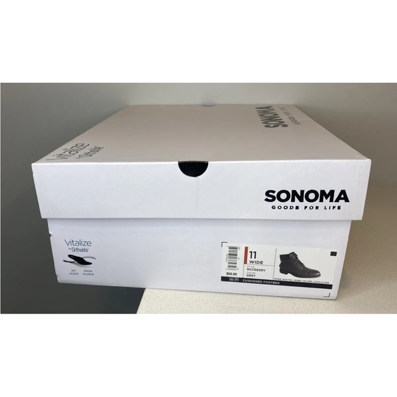 Sonoma Men’s Combat Boots Size 11W Wide Gray Lace-Up Casual Rugged Comfort Ortho - Picture 4 of 8